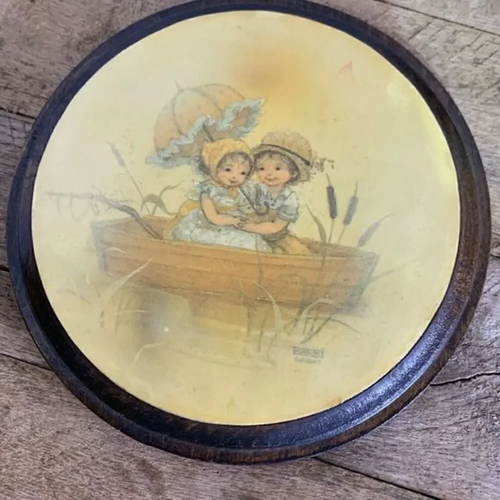 Vintage Barbi Sargent rare wall art‎ wood pictures  girls swinging playing vtg